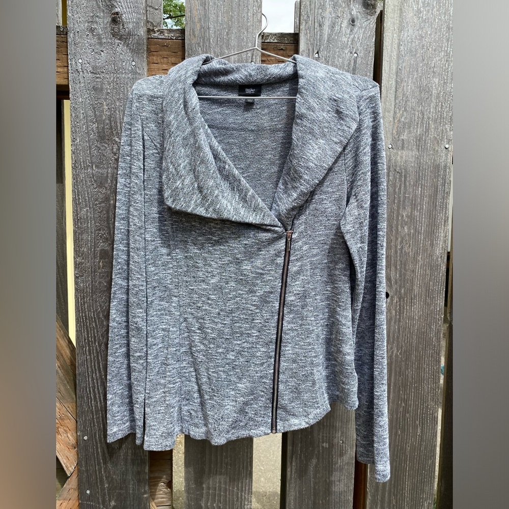 Heather Grey Long Sleeve Zip Up Shirt